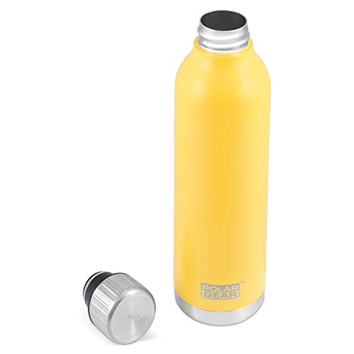 Polar Gear Insulated Water Bottle – Hydra Flow Triple Layer Stainless Steel & Copper Walled Vacuum Flask – Keep Drinks Hot for 12 Hours & Cold for 24 Hours – For Work, Travelling & Gym – Yellow, 500ml