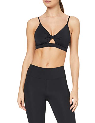 Amazon Brand - AURIQUE Women's Low Impact Twist Knot Cut Out Sports Bra, Black (Black), S, Label:S