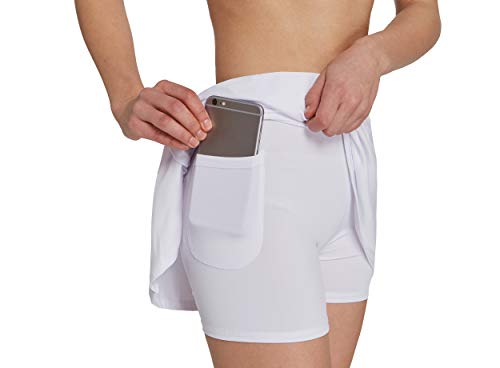 Westkun Women's Basic Golf Underneath Short Skort Black Ladies Running Fashion Tennis Hockey Skirt with Pockets(White,S)