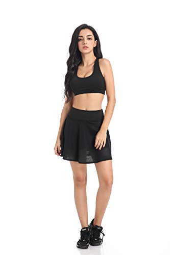 EAST HONG Women's Pocket Tennis Skirts Sports Running Skirts Golf Skorts with Inner Shorts (176-32-1, L)