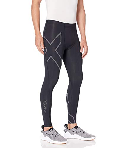 2XU Men's Light Speed Compression Tights, Black/Black Reflective, L