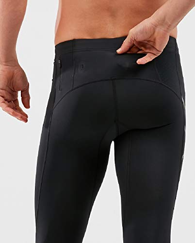 2XU Men's Light Speed Compression Tights, Black/Black Reflective, L