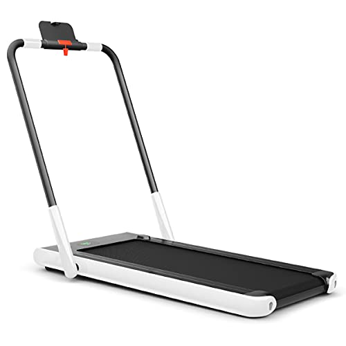 COSTWAY Folding Treadmill, 2 in 1 Under Desk Motorized Treadmills with