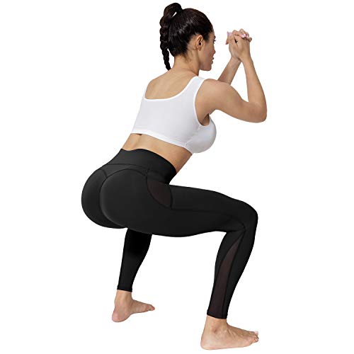 neppein Yoga Pants with Pockets,High Waist Tummy Control Stretch Gym Workout Running Leggings,Fitness Sports Tights for Women
