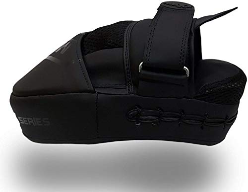 Maxx Vanta Curved Focus Pads with adjustable strap Boxing Punch pad Glove Mma Jabs (Full Black, With 10oz Glove)