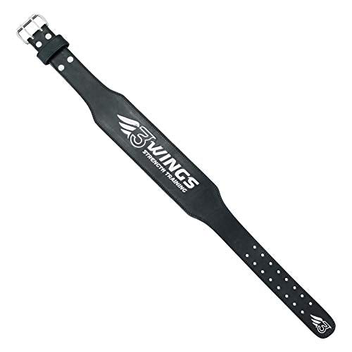 3WINGS Adjustable Weight Lifting Belt - 4 Inch Genuine Leather Padded Gym Belt - Great for Bodybuilding, Functional Training, Powerlifting, Deadlifts Workout, Squats Exercise, Premium Quality Belt (M)