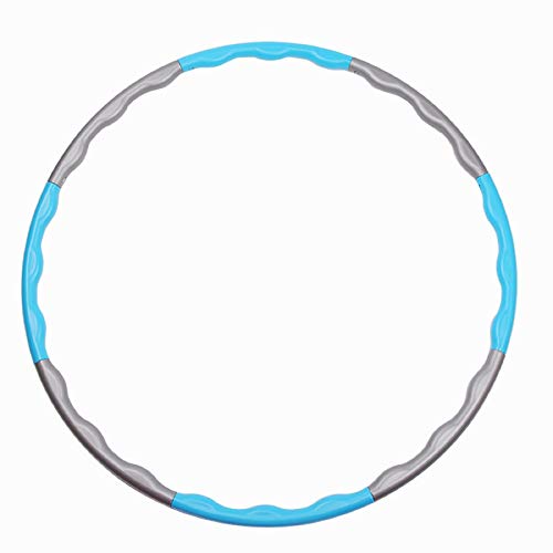 Fitness Hula Hoops Weighted Hoop for Adults Kids Folding Adjustable Workout Equipment Ring 8 Sections (Blue Grey)