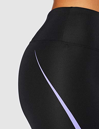 Amazon Brand - AURIQUE Women's High Waisted Sports Leggings, Black (Black/Dahlia Purple), 12, Label:M