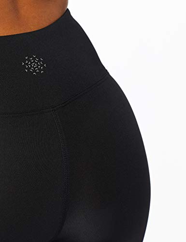 Amazon Brand - AURIQUE Women's High Waisted Sports Leggings, Black (Black/Dahlia Purple), 12, Label:M