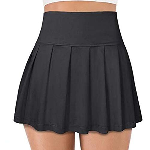 WOYAOFEI Women's Tennis Skort Active Pleated Skirts with Pocket for Running Golf, Women's Tennis Skirts Running Yoga Inner Shorts Elastic Sports Golf Pockets Skorts - Black - M
