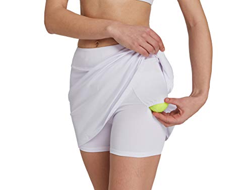 Westkun Women's Basic Golf Underneath Short Skort Black Ladies Running Fashion Tennis Hockey Skirt with Pockets(White,S)