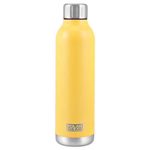 Polar Gear Insulated Water Bottle – Hydra Flow Triple Layer Stainless Steel & Copper Walled Vacuum Flask – Keep Drinks Hot for 12 Hours & Cold for 24 Hours – For Work, Travelling & Gym – Yellow, 500ml