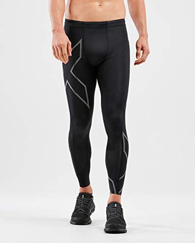 2XU Men's Light Speed Compression Tights, Black/Black Reflective, L