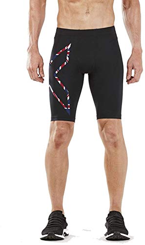 2XU Mens Run Compression Shorts - Black/Outline Union Jack - L