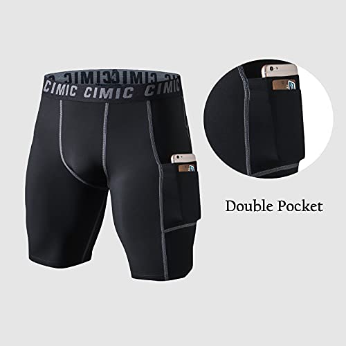 frueo 3 Pack Mens Compression Shorts Quick Dry Running Shorts for Men with Phone Pocket Activewear Shorts for Training Riding Gym(0409) 3Black-S