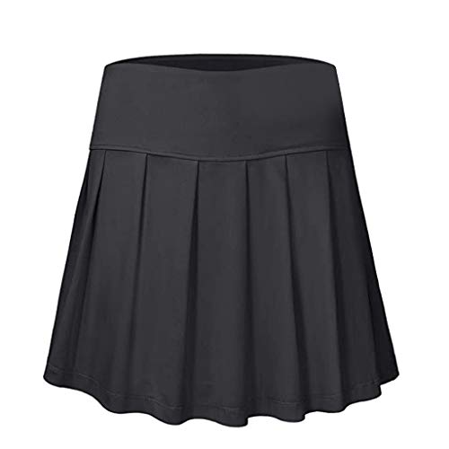 WOYAOFEI Women's Tennis Skort Active Pleated Skirts with Pocket for Running Golf, Women's Tennis Skirts Running Yoga Inner Shorts Elastic Sports Golf Pockets Skorts - Black - M