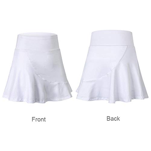DOLDOA Womens High Waist Performance Sport Golf Tennis Skirt Running Workout Athletic Skort with Pockets(White,XL)