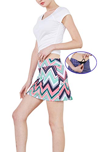 Westkun Women's Basic Golf Underneath Short Skort Black Ladies Running Fashion Tennis Hockey Skirt with Pockets(W Stripe,XXL)