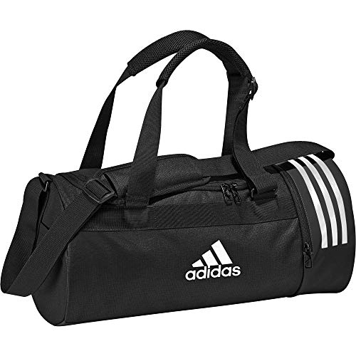 adidas Convertible 3-Stripes Duffel Bag Small - Black/Grey/White, 48 x 23 x 23 cm - Gym Store | Gym Equipment | Home Gym Equipment | Gym Clothing