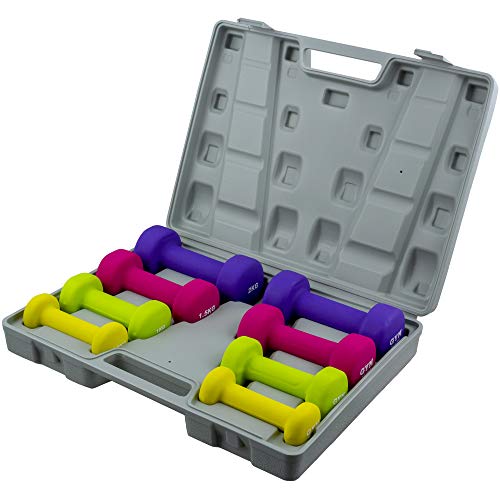 GYM MASTER 10kg Dumbbell Multi Colour Weight Set with Carry Case