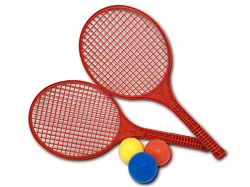 E-Deals Red Soft Tennis Set with three 70mm Assorted Foam Tennis Balls