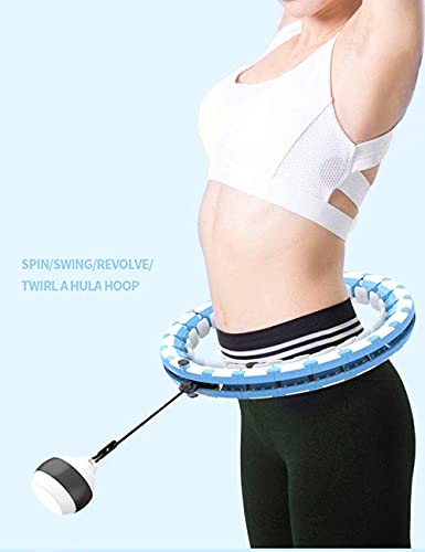Ainstsk Smart Weighted Hula Hoop, 2 in 1 Abdomen Fitness Weighted Hulahoops with 24 Detachable Knots Abdominal Trainers-Blue & White