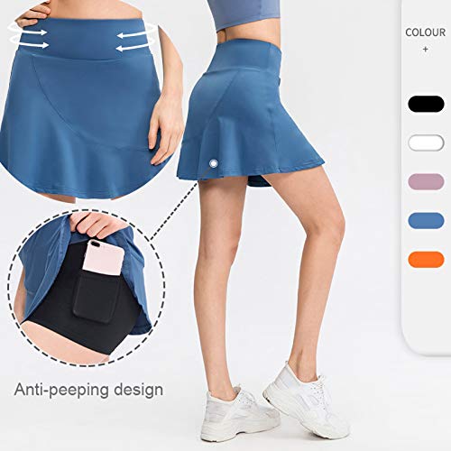 DOLDOA Womens High Waist Performance Sport Golf Tennis Skirt Running Workout Athletic Skort with Pockets(White,XL)