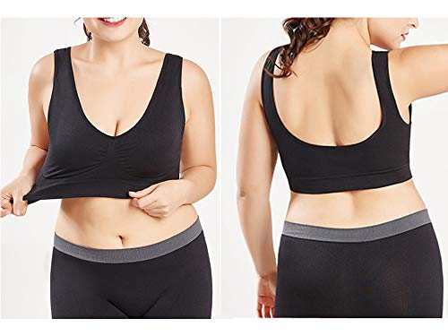 3 Pack of Simply Ultra Comfort Seamless Sport Style Bra with Removable Pads (6XL, White/Black/Nude)