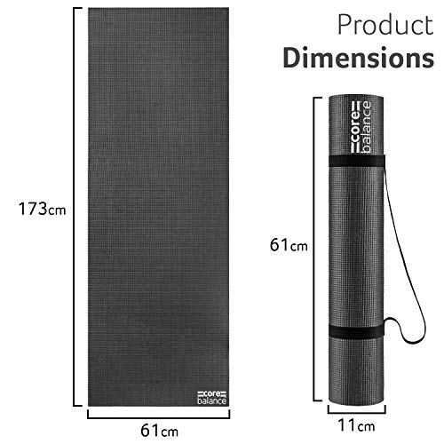 Core Balance Yoga Mat, Thick Foam 6mm, Non Slip, Exercise Fitness Gym, Compact Lightweight With Carry Strap