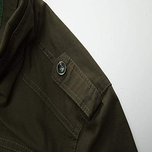 LSSM Winter Plus Size Cotton Jacket Men's Multi-Pocket Tooling Jacket Men's Jacket Casual Windbreaker Cotton Military Jacket Water Resistant Windbreaker Jacket Faux Leather Green 5XL