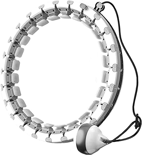 Ainstsk Smart Weighted Hula Hoop, 2 in 1 Abdomen Fitness Weighted Hulahoops with 24 Detachable Knots Abdominal Trainers-Grey & White