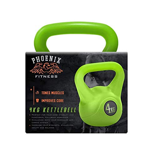 2020 4kg Kettlebell Phoenix Fitness, Heavy Weight Kettlebell for Strength Cardio Training - Kettlebells for Home and Gym Fitness Workout for Bodybuilding Weight Lifting - Single