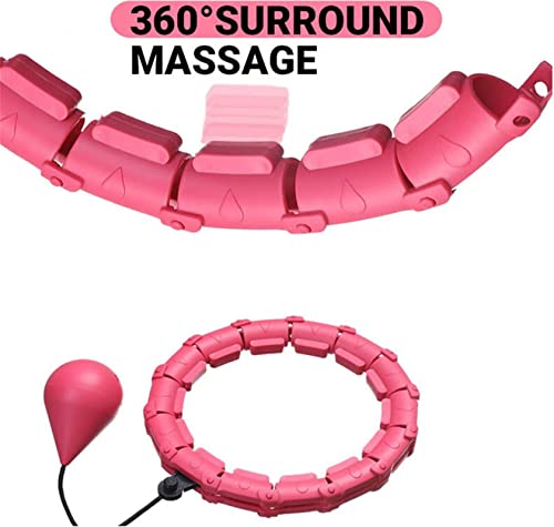 Pterygoid Weighted Hula Hoop, Smart Hula Hoop with Ball, 24 Detachable Knots Auto-Spinning Fitness Weight Loss Massage for Adults and Kids Exercising, Pink
