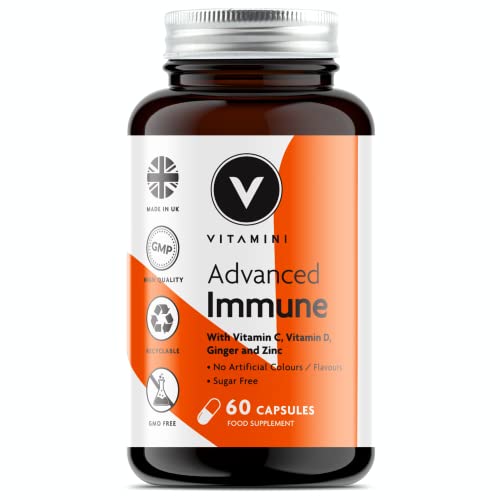 V Vitamini - Advanced Immune System Booster Supplement with High Strength Vitamin D, Vitamin C and Zinc - 30 Day Supply - 60 Capsules