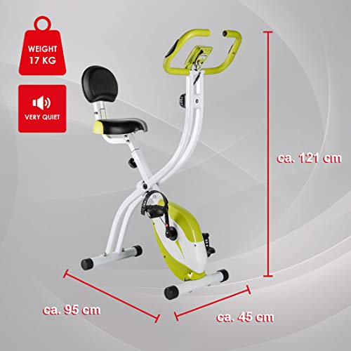 Ultrasport F-Bike Home Trainer 200B with Hand Pulse Sensors, with Backrest, Foldable, Green