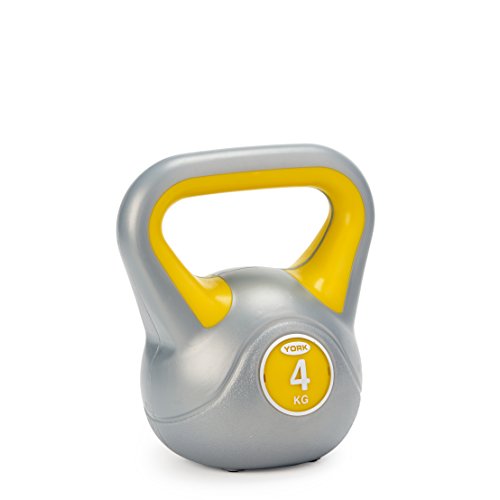 York Fitness Vinyl Kettlebell, Yellow, 4 kg