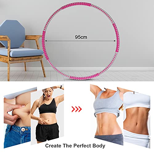 Braoses Weighted Hula Hoops For Adults Exercise, 8 Section Detachable Fitness Hula Hoop Ring with Stable Stainless Steel Core, Adjustable Weight Fitness Exercise Hoop For Fat Burning and Weight Loss