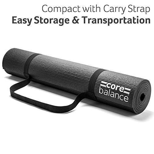 Core Balance Yoga Mat, Thick Foam 6mm, Non Slip, Exercise Fitness Gym, Compact Lightweight With Carry Strap