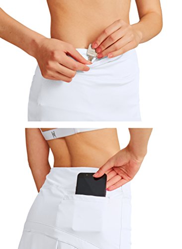 Westkun Women's Basic Golf Underneath Short Skort Black Ladies Running Fashion Tennis Hockey Skirt with Pockets(White,S)