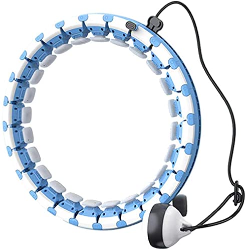 Ainstsk Smart Weighted Hula Hoop, 2 in 1 Abdomen Fitness Weighted Hulahoops with 24 Detachable Knots Abdominal Trainers-Blue & White