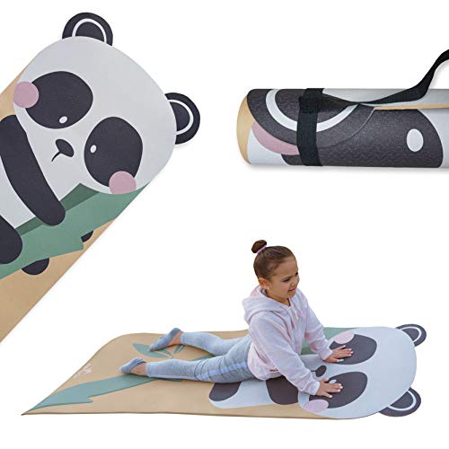 ABTECH Kids Yoga Mat, Cute Panda Mat for Girls and Boys w/ Panda Ears, Non Slip Kids Exercise Equipment, Lightweight, Comfortable, w/ Yoga Straps for Easy Carrying, Ages 3-12 60x24x0.2 Inches - Gym Store | Gym Equipment | Home Gym Equipment | Gym Clothing