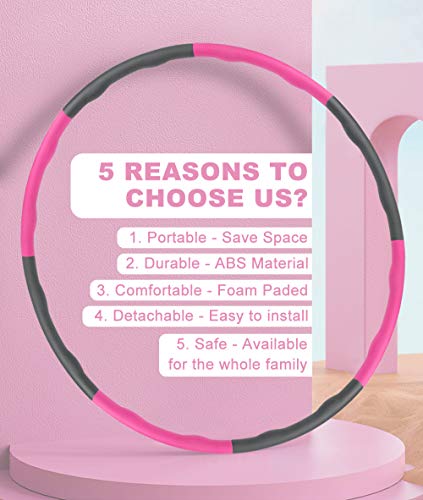 B ozhiwei Weighted Hoola Hoop, Fitness Hoola Hoop for Adults/Kids, 8 Section Detachable Design Soft Exercise Hoops for Adults Training for Abdominal Muscles, Weight Loss at Home, Office, Fitness Club