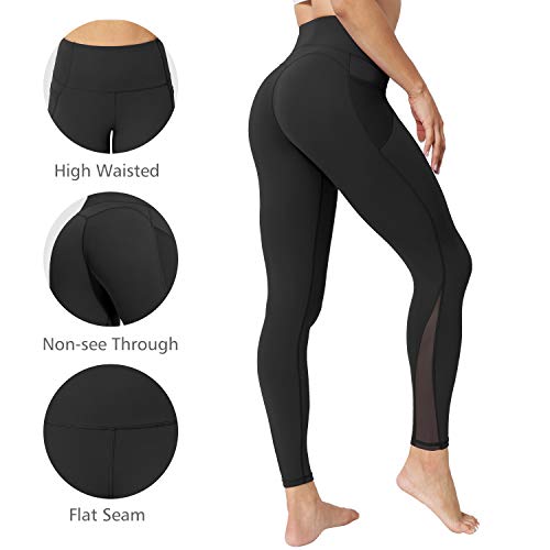 neppein Yoga Pants with Pockets,High Waist Tummy Control Stretch Gym Workout Running Leggings,Fitness Sports Tights for Women