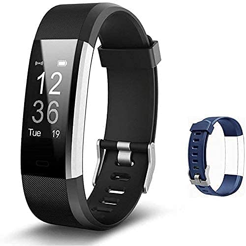 Lintelek Fitness Tracker, Activity Tracker Watch Heart Rate Monitor, Waterproof Smart Fitness Band Step Counter, Calorie Counter, Pedometer Watch Kids Women Men (FP+BL+BK)