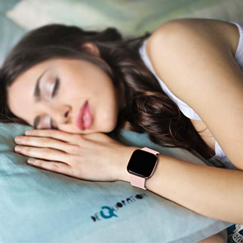 Wepro Compatible with Fitbit Versa Strap / Fitbit Versa 2 Strap - Smooth Silicone Classic Replacement Wristband Straps for Fitbit Versa/Versa Lite/Versa 2, Small Pink Sand