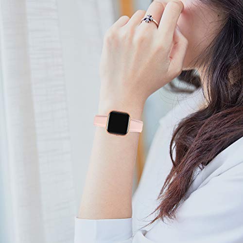 FENGLIN Compatible with Fitbit Versa 2 Strap/Fitbit Versa Strap,Adjustable Replacement Strap for Fitbit Versa 2/Fitbit Versa/Versa SE/Versa Lite(Pinksand/Rosegold)