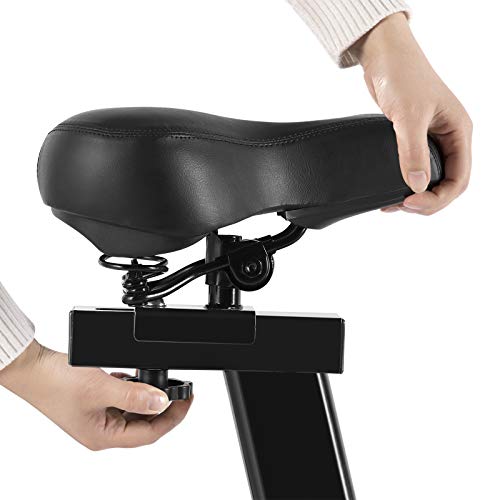 Indoor Exercise Bike Cardio Workout W/Belt Driven Flywheel Cycling Adjustable Handlebars Seat Resistance Digital Monitor Heart Rate Sensors W/Phone Holder Bottle Silver