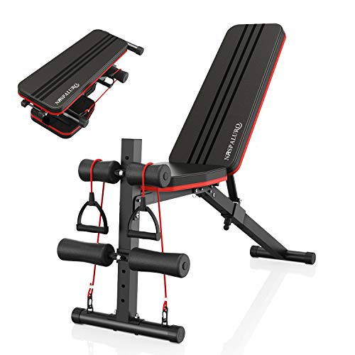 naspaluro Weight Bench Adjustable, Full Body Exercise Folding Fitness Workout Bench with 7 Positions, Exercise Bench for Weight Lifting & Sit Up Abdominal Supine Board Flat Home Gym