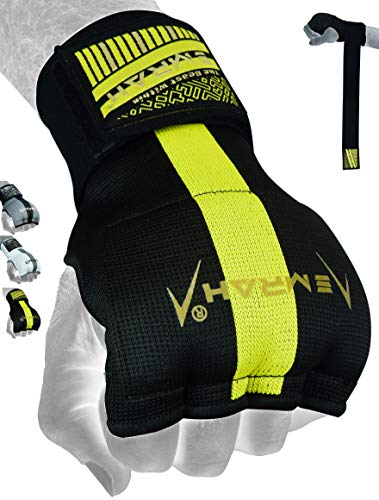 EMRAH E2 Boxing Hand Wraps | Boxing Pro Grip Inner Gloves | Boxing Gel Wraps (BlackYellow, Small)