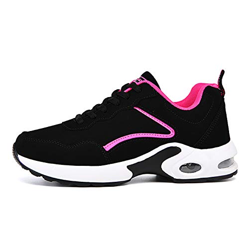 Womens Trainers Lightweight Running Walking Shoes Air Cushion Sneakers Black Pink